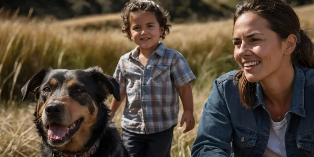 A family with a dog